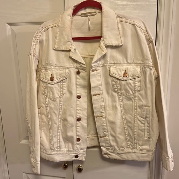Free People White Denim Jacket XS/S - Picture 1 of 6